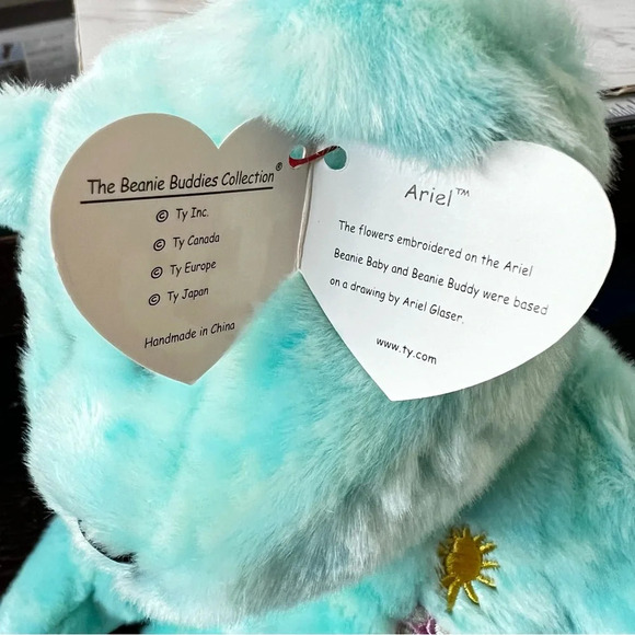 ty Beanie Original Buddy Ariel Bear Heathered Blue Green Size 14" Vintage Memory - Picture 9 of 14
